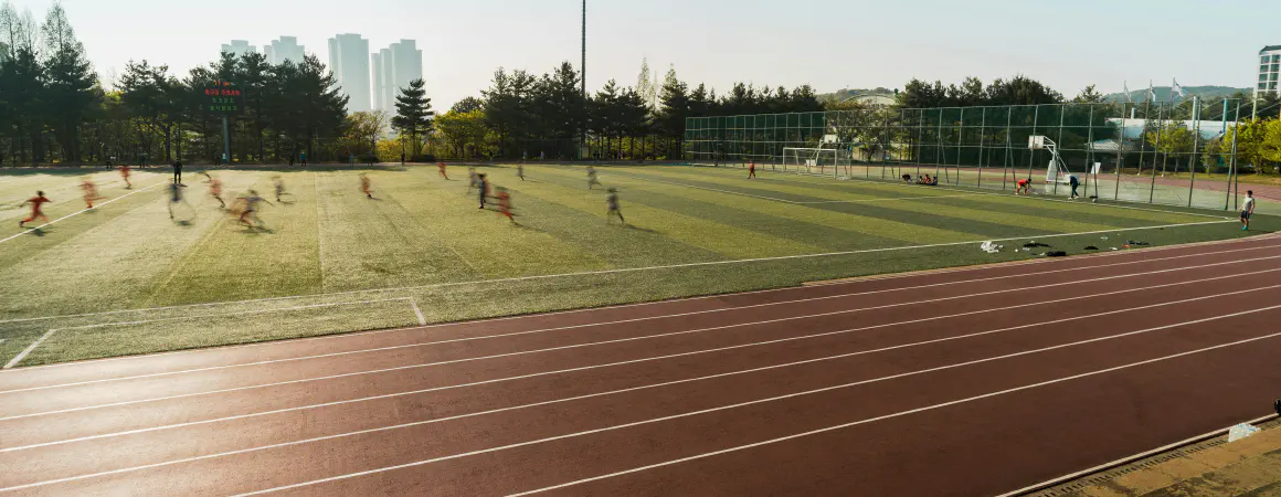 children taking part in sports day races